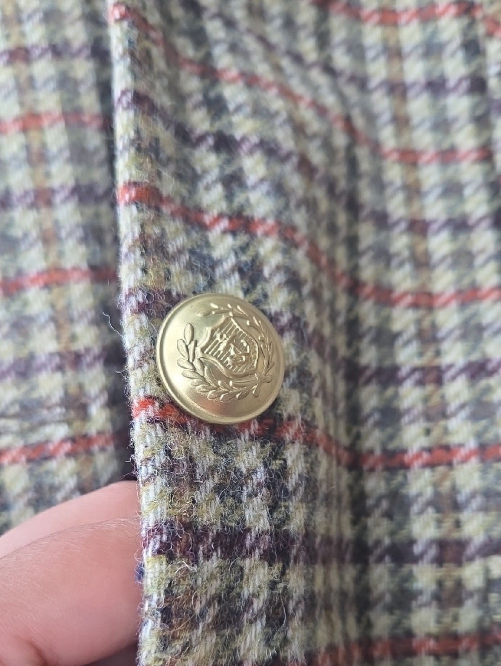 J. Crew Size 8 Reagent Houndstooth Tweed Blazer in Olive, Navy & Rust - Picture 2 of 9